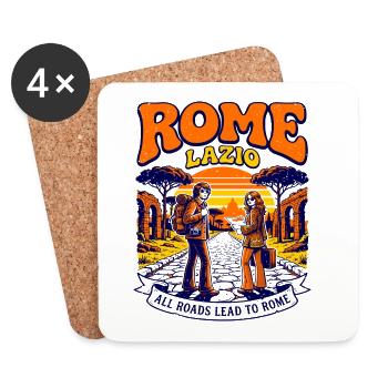 Retro Rome Lazio All Roads Lead To Rome - Untersetzer (4er-Set) - Weiß - Vorne