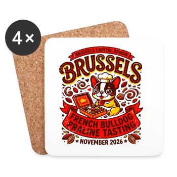 French Bulldog Praline Tasting Brussels Oct - Untersetzer (4er-Set) - Weiß - Vorne