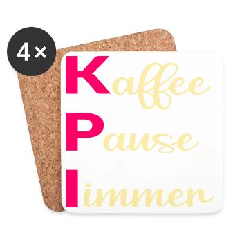Büro Kaffee Sprüche, KPI - Untersetzer (4er-Set) - Weiß - Vorne