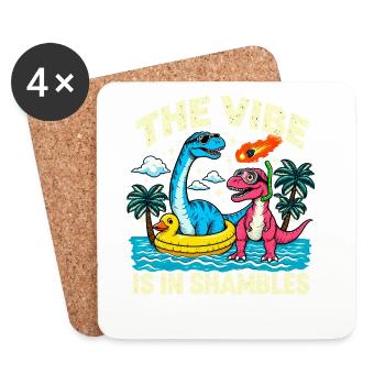 Surf Dinosaurier Die Stimmung ist im Chaos - Untersetzer (4er-Set) - Weiß - Vorne