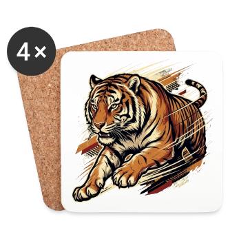Wild Speed – Vintage Tiger Streetwear - Untersetzer (4er-Set) - Weiß - Vorne