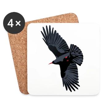 Rotschnabel-Chough-Flug - Untersetzer (4er-Set) - Weiß - Vorne