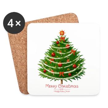 Weihnachtsbaum mit Kugeln. - Untersetzer (4er-Set) - Weiß - Vorne