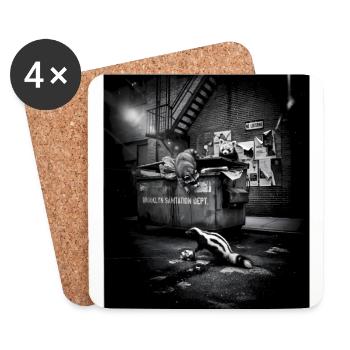 Night Trash Panda Crew Vintage Wildlife Club - Untersetzer (4er-Set) - Weiß - Vorne