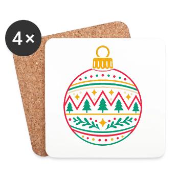 Minimalistische Weihnachtskugel - Untersetzer (4er-Set) - Weiß - Vorne