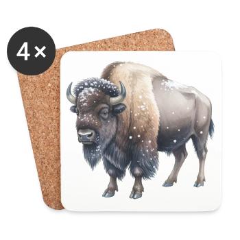 Europäische Bisons im Winter - Untersetzer (4er-Set) - Weiß - Vorne