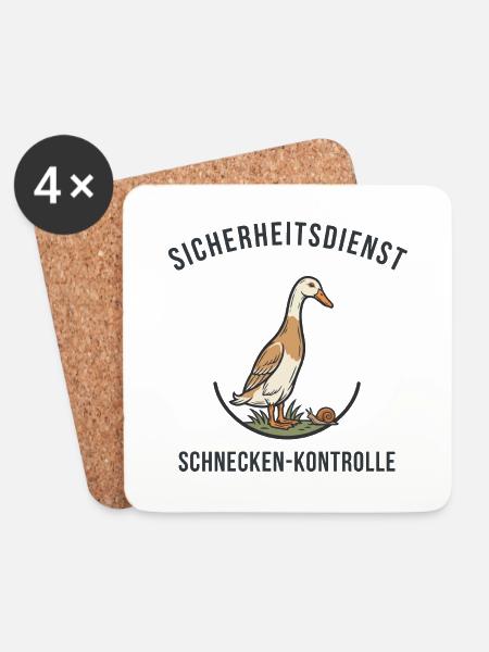 Laufente Sicherheitsdienst – Schnecken-Kontrolle - Untersetzer (4er-Set) - Weiß