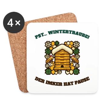 Imker Pause Winterruhe Ugly Sweater Biene - Untersetzer (4er-Set) - Weiß - Vorne