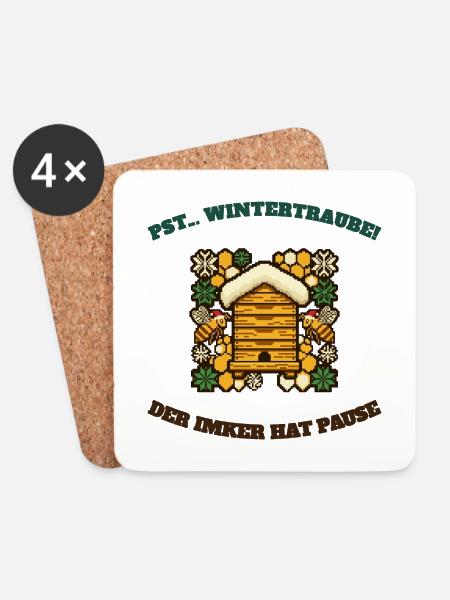 Imker Pause Winterruhe Ugly Sweater Biene - Untersetzer (4er-Set) - Weiß