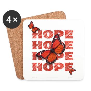 Hope Hoffnung Schmetterlinge Vintage Motiv - Untersetzer (4er-Set) - Weiß - Vorne