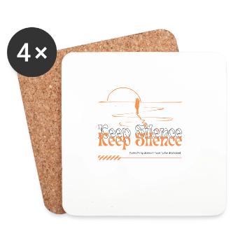Keep Silence – Ruhe & Stille Vintage Design - Untersetzer (4er-Set) - Weiß - Vorne