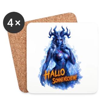 Hallo Sonnenschein! – Dämonin Design - Untersetzer (4er-Set) - Weiß - Vorne
