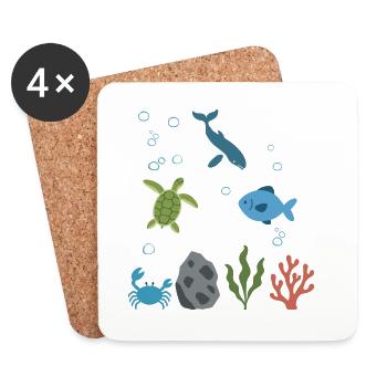 Wal Unterwasser Kinder Meeresschildkröte - Untersetzer (4er-Set) - Weiß - Vorne