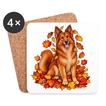 Harzer Fuchs im Herbstlaub - Untersetzer (4er-Set) - Weiß - Vorne