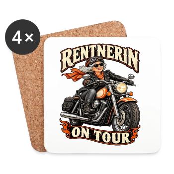 Rentnerin on Tour – Lustiges Motorrad Bikerin  - Untersetzer (4er-Set) - Weiß - Vorne