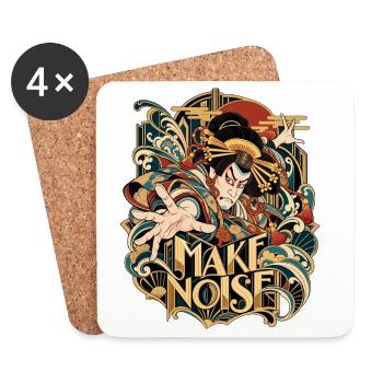 Ukiyo-E Krieger Make Noise - Untersetzer (4er-Set) - Weiß - Vorne