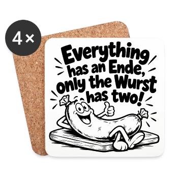 Lustiger Denglisch Spruch Everything has an Ende - Untersetzer (4er-Set) - Weiß - Vorne