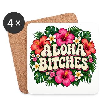 Aloha Bitches Tropical Floral - Untersetzer (4er-Set) - Weiß - Vorne