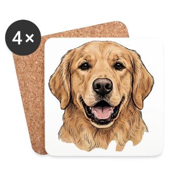 Goldener Retriever Porträt Illustration - Untersetzer (4er-Set) - Weiß - Vorne