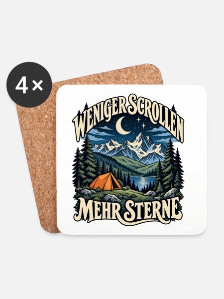 Weniger Scrollen Mehr Sterne - Untersetzer (4er-Set) - Weiß