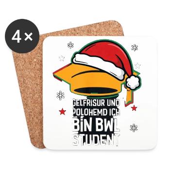 Gelfrisur Und Polohemd BWL Student Weihnachten - Untersetzer (4er-Set) - Weiß - Vorne