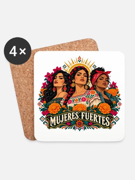 Mujeres Fuertes: Blütenkraft - Untersetzer (4er-Set) - Weiß