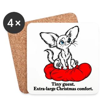 Winziger Chihuahua findet gemütlichen Weihnachtskomfort - Untersetzer (4er-Set) - Weiß - Vorne