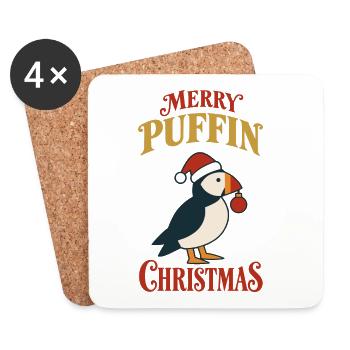 Frohe Papageitaucher Weihnachten Lustiger Weihnachtsvogel - Untersetzer (4er-Set) - Weiß - Vorne