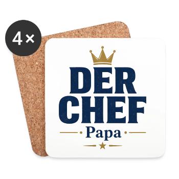 Papa Der Chef - Untersetzer (4er-Set) - Weiß - Vorne