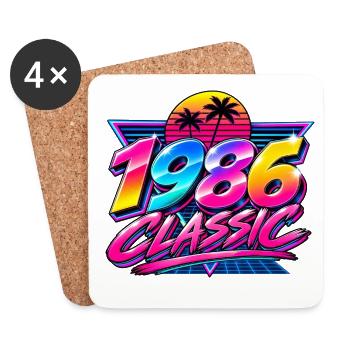 Neonpalmen 1986 Retro - Untersetzer (4er-Set) - Weiß - Vorne