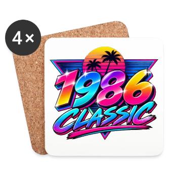 1986 Klassische Neonpalme - Untersetzer (4er-Set) - Weiß - Vorne