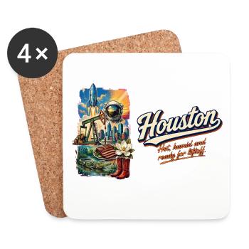 Houston Retro Vintage Space City Skyline Design - Untersetzer (4er-Set) - Weiß - Vorne