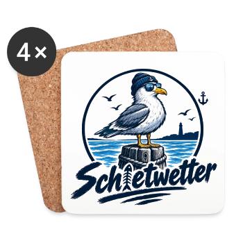 Fischkopp Schietwetter. Wat mutt, dat mutt. - Untersetzer (4er-Set) - Weiß - Vorne