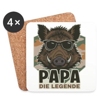 Papa die Legende Wildschwein - Untersetzer (4er-Set) - Weiß - Vorne