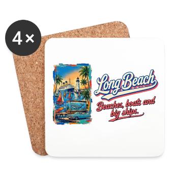 Long Beach Retro Vintage Ship Lighthouse Design - Untersetzer (4er-Set) - Weiß - Vorne