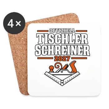 Offiziell Tischler Schreiner – Abschluss 2027 - Untersetzer (4er-Set) - Weiß - Vorne