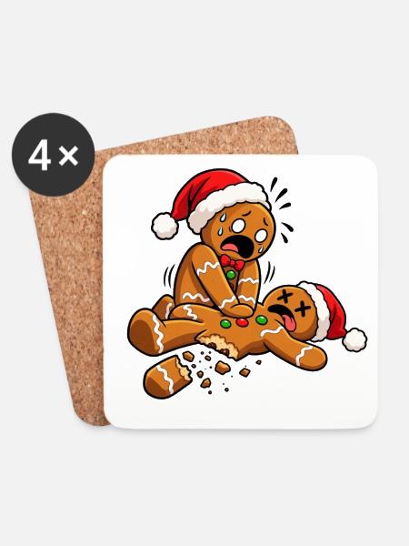 Lebkuchen Reanimation - Weihnachten - Untersetzer (4er-Set) - Weiß
