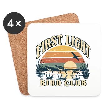 First Light Bird Club Vogelbeobachtung - Untersetzer (4er-Set) - Weiß - Vorne
