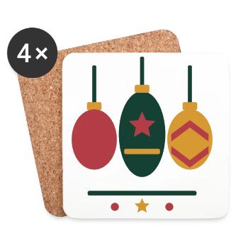 Drei Weihnachtskugeln mit Sternen und Mustern - Untersetzer (4er-Set) - Weiß - Vorne