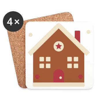 Lebkuchenhaus mit Zuckerguss – Weihnachten - Untersetzer (4er-Set) - Weiß - Vorne