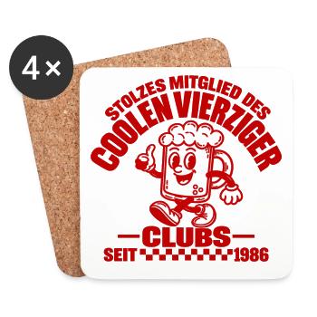 40er Club 1986 – Stolzer Jahrgang - Untersetzer (4er-Set) - Weiß - Vorne