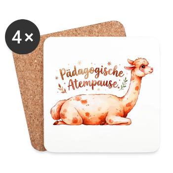 Pädagogische Atempause Alpaka Lehrer Spruch - Untersetzer (4er-Set) - Weiß - Vorne