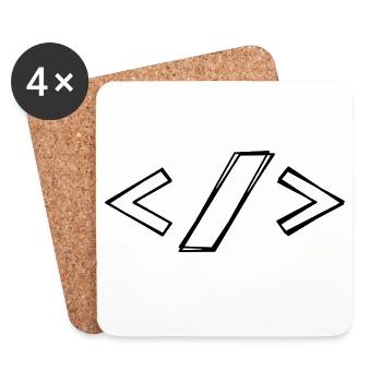 Code Tag Zeichen handgezeichnet - Untersetzer (4er-Set) - Weiß - Vorne