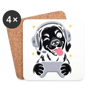 Gaming Labrador mit Headset und Controller - Untersetzer (4er-Set) - Weiß - Vorne