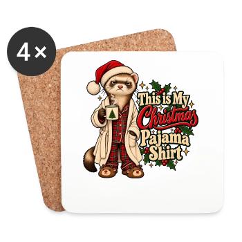 This is My Christmas Pajama Ferret Christmas - Untersetzer (4er-Set) - Weiß - Vorne