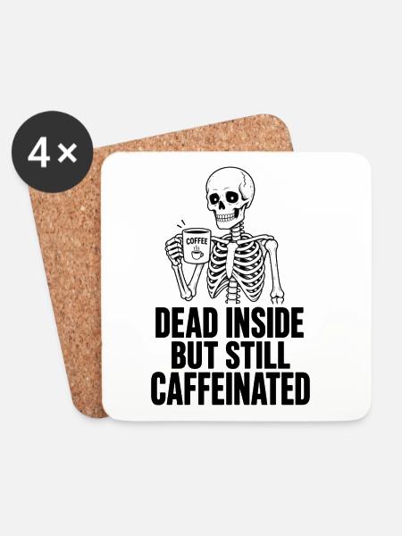 Caffee Skelett Noir - Untersetzer (4er-Set) - Weiß