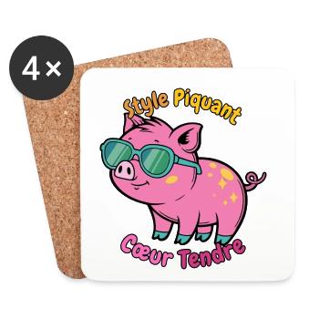 Heißes Schweinefleisch Zartes Herz - Untersetzer (4er-Set) - Weiß - Vorne