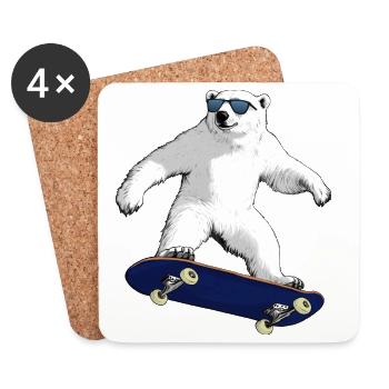 Skateboarder Eisbär - Untersetzer (4er-Set) - Weiß - Vorne