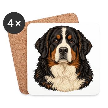 Berner Sennenhund – Treuer Blick - Untersetzer (4er-Set) - Weiß - Vorne