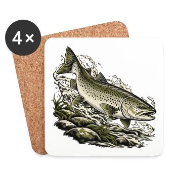 Wilde Forelle – Kraft des Bergbachs - Untersetzer (4er-Set) - Weiß - Vorne